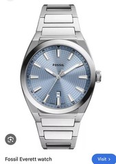 Fossil Men’s Everett Watch FS5821 Stainless Steel Band Light Blue