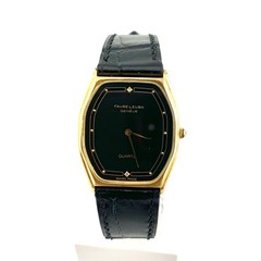 Favre Leuba Geneve Quartz Watch 18cm 7.08in Black Gold Working Vintage Japan