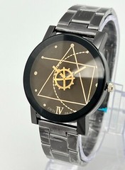 NEW Unisex Geometric Designed New Age JWH Black/Gold Tone Faceted Crystal Watch