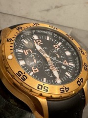 Náutica screw down crown OVERSIZED men’s watch Gold rubber strap N18523G 54mm