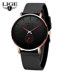 LIGE Men Watch Ultra-thin Quartz Analog 3ATM Waterproof Casual Ladies Wristwatch