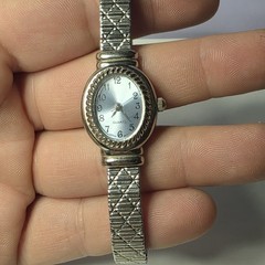 Advance Stainless Silver Ladies Blue Iridescent Stretch Watch Works New Battery