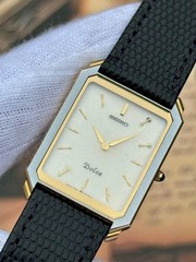 Vintage Seiko Dolce Tungsten Tank Two Tone Quartz Men’s Watch 7740-5010