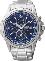 Seiko Essentials Solar Alarm Chronograph SS Blue Dial Men’s Watch SSC141