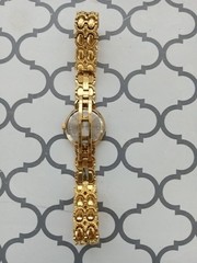 Vintage BULOVA Diamond Bezel Lady Watch Double Goldtone Strand Quartz Black Dial
