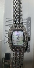 Nolan Miller Glamour Collection Silver Tone Clear Crystal Watch Brand New In Box