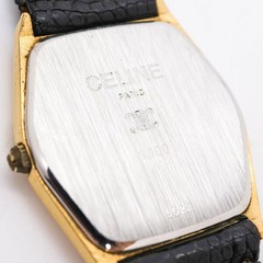 Celine Square Gold Black Quartz Wristwatch Japan Vintage Rare 078416