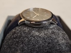 Obaku Salvie Lillie Saxe 34mm Navy Blue Face Stainless Steel W Calf Leather Band