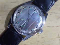 Henri Sandoz 17 Jewel Men’s Manual Wind Wristwatch runs Chrome Dial Stainless