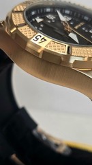 Invicta Air Force Men’s Quartz 50mm Gold Case Black Dial Strap 100m w/Box