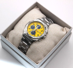 SEIKO SND409 Chronograph Overseas Model Yellow Navy Watch Authentic Japan Gift
