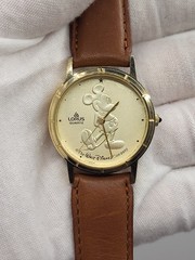 [ SERVICED WORKS ] 1990s LORUS Mickey Mouse Gold Coin Lorus Watch Disney Vintage
