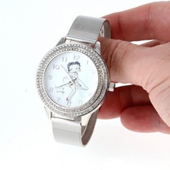 Betty Boop Women’s Silver Finish Analog Wristwatch stretch band