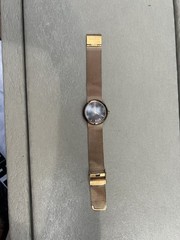 Pandora Gold Mesh Band Analog Wristwatch Silver Dial Round Metal Case