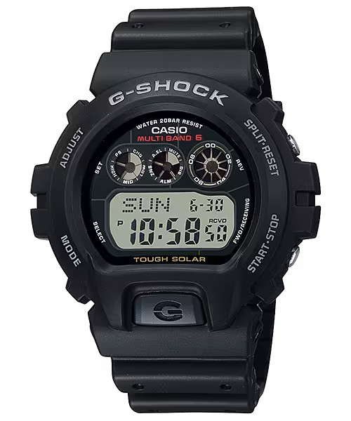 Casio GW6900-1, G-Shock Chronograph Watch, Solar Atomic, 4 Alarms, 200 Meter