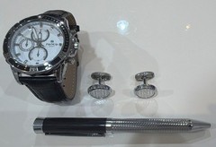 PROUD Quartz Men’s Analog Dress Watch Silver Dial Black Leather Strap Steel Case