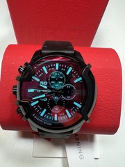 Diesel Men’s Chronograph Griffed Black Leather Strap Watch 46mm DZ4519