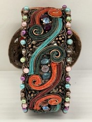 Vintage Narmi Quartz Analog – Women’s Filigree Watch – Beads Gems Hinged Cuff