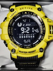 Activa Men’s Digital Quartz Chronograph Alarm Backlight 30m Yellow/Black