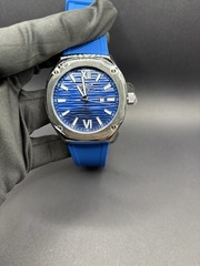 Invicta Akula 48mm Blue Dial Quartz Date 100m Silver Case Blue Rubber Box