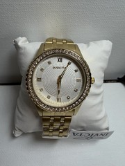 Invicta Men’s Gold Gem-Set Wristwatch Gemstone Markers Metal Bracelet Box