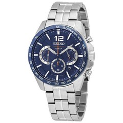 Seiko Essentials Men’s Watch SSB345 Chronograph Quartz Blue Dial