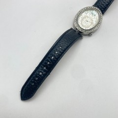 Burgi Women’s Watch Silver Tone Crystals Floral Dial 33mm Oval New Battery 8.75″
