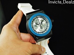 Rare Invicta 52mm Reserve Akula Swiss ETA G10 Chrono Sliver DL White Strap Watch