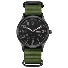 Durable Field Watch Easy Read Dial 24H Display Nylon Strap Quartz Movement