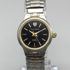 Sergio Valente Womens Watch 22mm Black Dial Two Tone Expansion Diamond