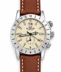 Glycine Airman GL0149 Quartz GMT Cream Dial 42mm Original Box & Strap