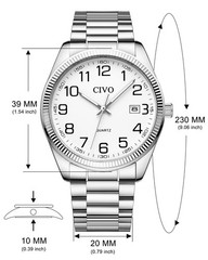 Stylish Silver Analog Watch for Men – Stainless Steel Dress Wrist Watch with Dat