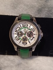 Royal London Olympian Black And Green Leather White Dial Chrono Watch 41112-03