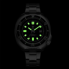 44MM QINGXIYA Tuna Quartz Mens Watch Stainless Steel 30M Waterproof Luminous NEW