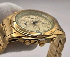 1991 Seiko Chronograph Alarm Gold Tone Mens Quartz Watch 7T32-6M59 – New Battery