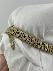 Vtg Seiko Ladies 20mm Watch Gold Tone Dark Brown Dial 6″ 1400-6960 -RUNS