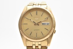 [Exc+5] Vintage SEIKO 5 7S26-3110 Gold Day Date 36mm Men’s Watch Automatic JAPAN