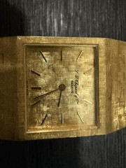 L. U. Chopard & Cie 18k Gold Square STUNNING RARE Tapestry Dial Watch
