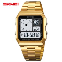 SKMEI Men Digital Watch LED Light Watch Fashion Square Steel Watches Male Gifts