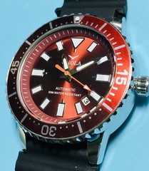 ONOLA RED DIAL 42MM DIVER AUTOMATIC QR STAINLESS STEEL BRACELET & SILICONE BAND!