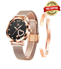 Relojes Para Mujer Oro rosa Movimiento de cuarzo,Reloj de pulsera Bracelet Set