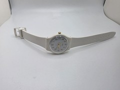 Vintage Swatch Gent White Gold Swiss Quartz Watch New Battery Runs Original Band
