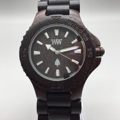 WeWOOD Mens Watch 41mm Brown Dial Dark Wood Bracelet New Battery 8.25″