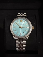 Versace Hellenyium Silver Stainless Steel Bracelet Watch, 36mm 100% Original