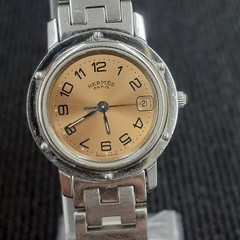 HERMES Clipper Ladies Watch CL4.210 SS Quartz Pink Dial w/Box Manual Auth