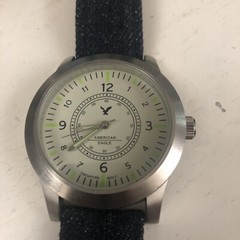American Eagle Outfitters AEO Watch Domed Mineral Crystal Denim Strap