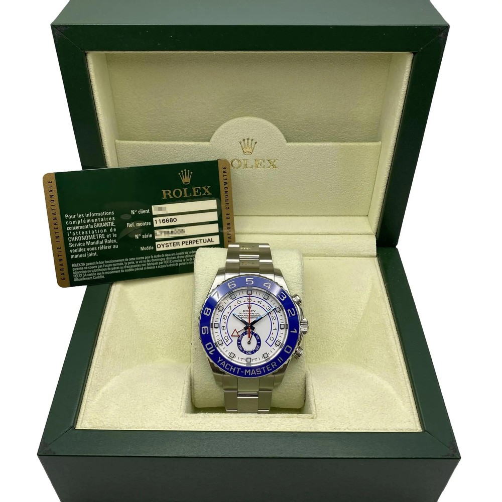 Rolex Yacht-Master II 116680 Steel White Dial Automatic Watch Box Papers