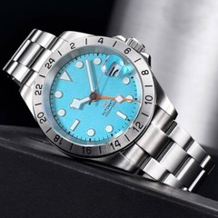 39mm Tandorio Sterile Blue Dial Japan NH34A GMT Automatic Mens Wristwatch watch