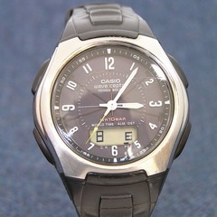 CASIO WVA-430J 00s Retro Solar Radio Watch Resin Black Japan Multiband Rare