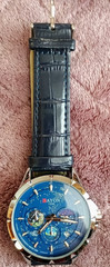 CAYON 1996 Blue Moon Phase Style Watch Chronograph Date Leather